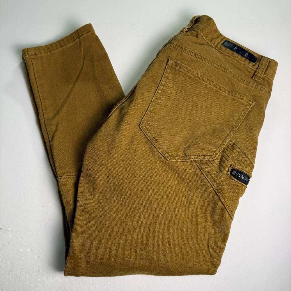 BLACK Premium Mens 36x30 Skinny Flex Biker Jeans Mustard Yellow Gold Moto Stretc